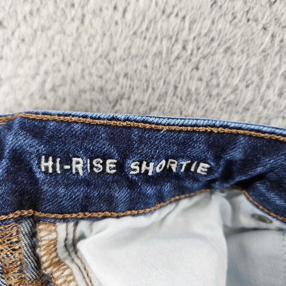 American Eagle Hi Rise Shortie Denim Jean Shorts Womens‎ 2 Blue Super Stretch